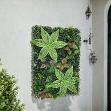 1片人造草坪墙板，黄杨木背景板，绿色植物背景，黄杨木围栏墙板，抗紫外线，隐私草坪墙装饰，适用于派对、婚礼、花园、室内外场所 - 彩色 - 查看 5