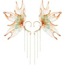 Women Fairy Ear Cuffs Beautiful Clip-On Mermaid Earrings Fashion Ear Cuffs Cosplay Accessories - trái cam - Xem 7