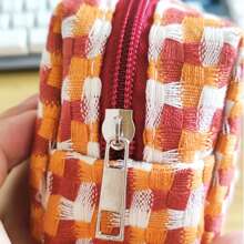 Japanese-Style Woven Pencil Case Bag Makeup Bag Storage Bag-Minimalist Large Capacity Stationery Organizer, Back To School