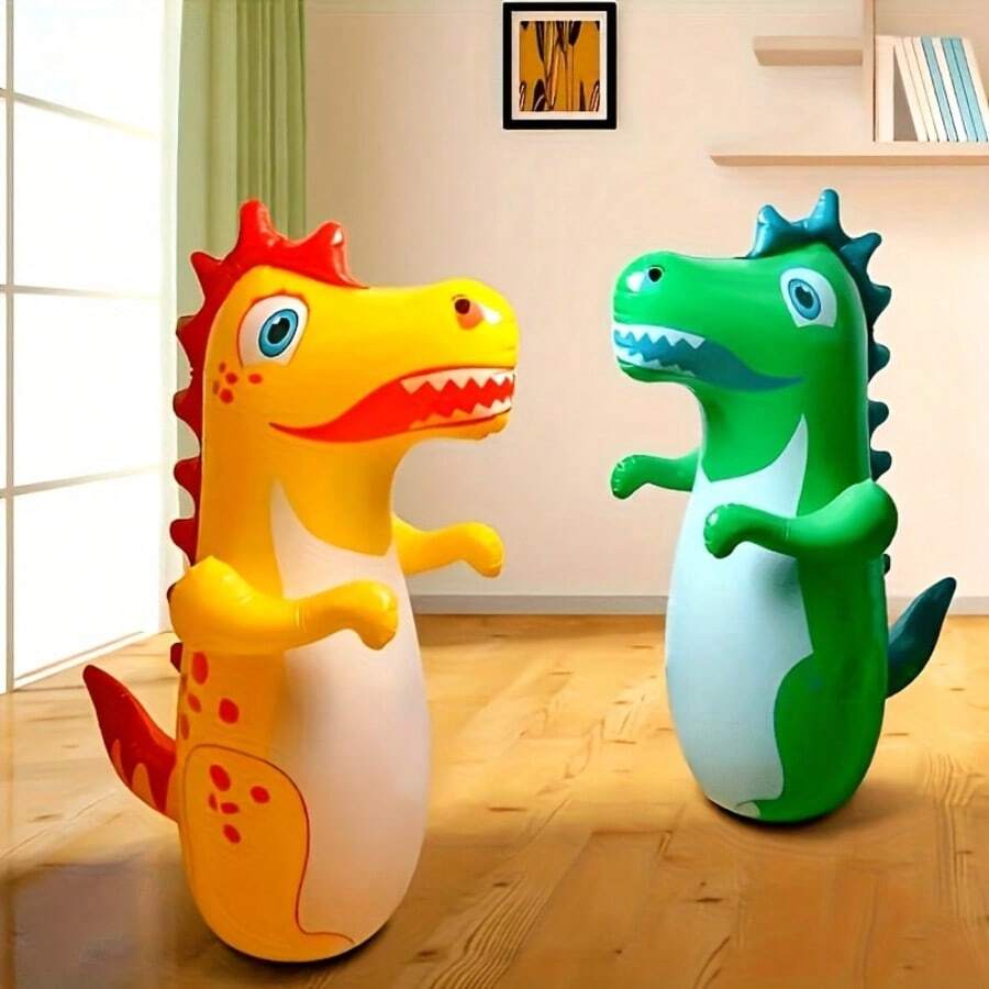 1PC Children's Dinosaur Inflatable Tumbler Toy, PVC Material, Boxing Punching Bag, Water-Fillable Base, Home Parent-Child Interactive Fitness Toy, Random Dinosaur Print Texture/Suitable For Indoor Family Sports And Play