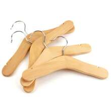 5pcs/2pcs Natural Wood Tone Clothes Hangers, Baby Newborn Wooden Hangers For Kids Pets, 24/27/30cm, Non-Marking Wardrobe Hanger For Nursery, Bedroom, Closet, Retail Store, Kindergarten, Dormitory, Minimalist Design Suitable For All Seasons