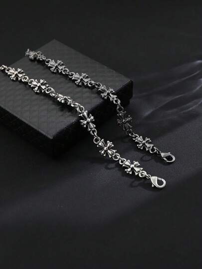 1pc Unisex Retro Cross Punk Style Bracelet, Fashionable Everyday Accessory