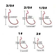 50PCS/Box Lure Steel Worm Crank Hook Set Carp Fishing Hook Saltwater Sea Single Hooks - Red - View 5