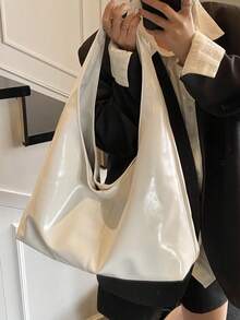 Dedoo 1件纯色新款PU个性化日常通勤手提包，简约托特包，单肩包，腋下包，带模块化信封袋和零钱包