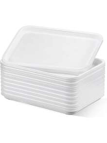 1pc/3PcThickened Plastic Restaurant Tray Fast Food Tray Bulk Rectangular Tray Restaurant Lunch Tray Kitchen Hotel Banquet (Large, Bright Color) - Multicolor - View 9