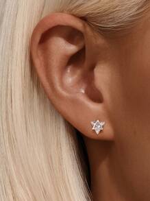 1 Peça Brinco Pequeno Marquise de Prata 925 Sterling com Bola Colorida, de Costas Planas, Declaração, Piercing de Cartilagem Hélix, Joias Finas para Uso Diário, Casamento, Festa, Noivado, Aniversário, Dia dos Namorados