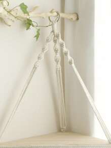 1 pieza Estantería de esquina, repisa flotante de cuerda blanca tejida a mano boho en beige, organizador de almacenamiento y decoración para dormitorio, baño, oficina, sala de estar, regalo para mamá y maestros, muy adecuado para decoración de boda en la sala de estar - para diversos espacios como paredes de la galería, dormitorios, salas de estar, cocinas, baños, dormitorios y oficinas.