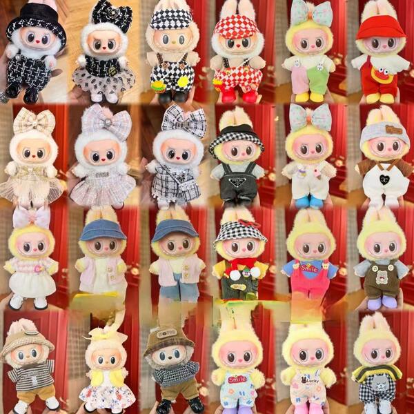 1pc Labo Doll 17cm Vinyl Face Plush Doll, Sitting Posture Party Decorations, Generation 1 And Generation 2 Outfit Set (Shirt Only)