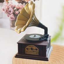 1 件复古留声机模型树脂小雕像装饰 - 生日礼物家居装饰 - 非常适合卧室、书房或办公室，经典风格手工装饰 - 彩色 - 查看 8