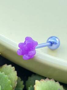 1 Stück Zunge Piercing Schmuck aus medizinischem hypoallergenen Titan-Stahl mit süßem Harz Rose, Pilz, Blumen und Schmetterling Design