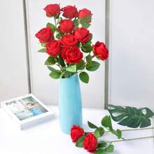 1PC/5pcs/10 PCS/12PCS Valentine's Day Wedding Decoration Rayon Flowers Realistic Rose Bouquet With Long Stems For Home Wedding Decoration Party