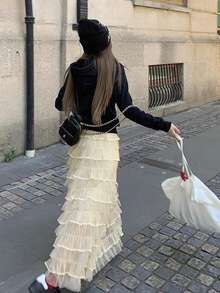 Casual A-Line Long Skirt Dress, New Design With Draping Effect