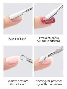 2pcs/Set Stainless Steel Cuticle Nipper & Pusher, Manicure Tool Kit