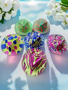 12pcs-Vibrant Party Hats - Randomly Assorted, Colorful Designs With Glittery Accents, Perfect For Weddings, Birthdays, Bachelor Parties, And Graduations, Festive Party Accessory | Vibrant Party Hat | Plastic Party Hat, Party Hats,Colorful Top Hats,Colorful Top Hats | Suitable For Harvest Festivals, National Day, Halloween, Parties, Stage Performances, Costume Balls - Multicolor - View 7