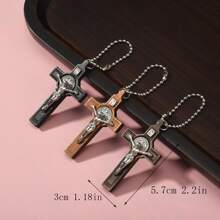2pcs Basic Black, Brown, Light Brown Wooden Cross Pendant, Suitable For DIY Bag Charms, Home Decoration, Etc.