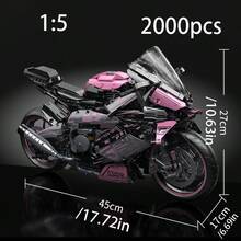 1:5 比例摩托车积木,MOC Platinum 摩托车建筑积木,组装模型玩具,装饰,摩托车爱好者配件,适合作为生日、圣诞节、万圣节、感恩节、新年、派对礼物 - 彩色 - 查看 14