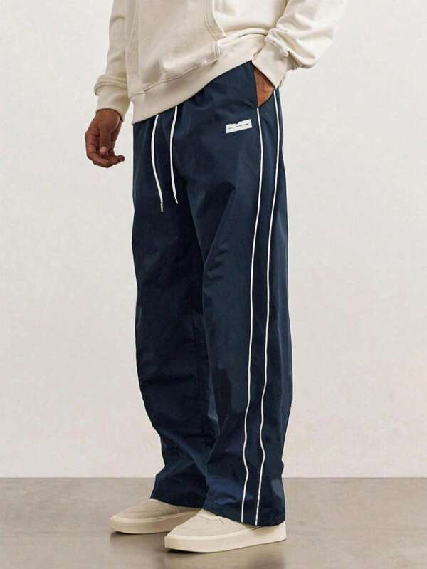 Pantaloni casual con gamba dritta uomo, leggeri, a righe, moda streetwear atletica estiva