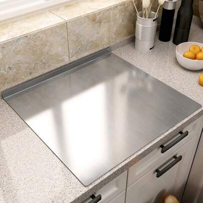 1pc Deluxe Stainless Steel Chopping Board - Durable, Anti-Mold Butcher Block Rolling Surface - Essential Kitchen Tool For Home Cooks And Cooking Enthusiasts, Stainless Steel Cutting Board For Meat, Cheese, Bread, Vegetables And Fruits, Kitchen Gadget, Housewarming Gift