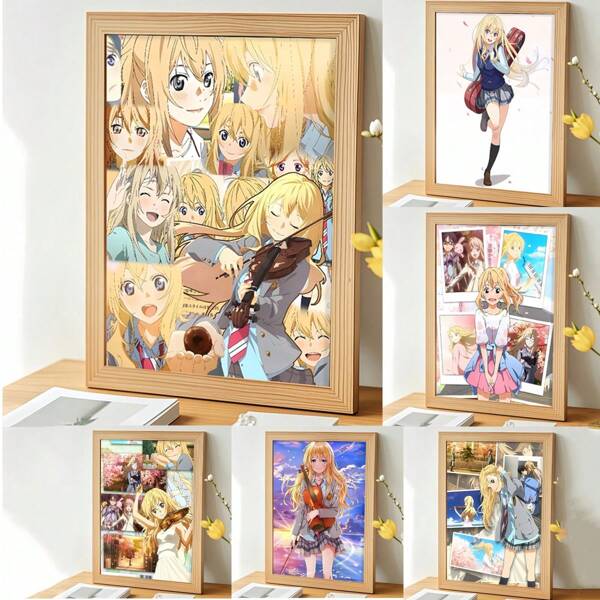1pc Japanese Manga Personalized Anime Home Decoration Painting Wall Art Photo Frame, 15x20cm, Photo Frame For Desktop Display & Wall Hanging, Art Photo Frame For Photos & Posters, For Bedroom Living Room Home Decoration Gift Birthday Graduation