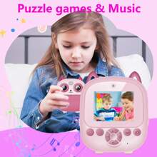 Aparat do natychmiastowych wydruków dla dzieci, cyfrowy aparat fotograficzny 1080P dla dzieci z rolkami papieru fotograficznego i kartą 32 GB, prezenty urodzinowe dla dziewczynki w wieku 3-10 lat, zabawne zabawki dla chłopców