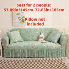 1pc Floral Printed Sofa Cover, Pastoral Style Milk Silk Elastic All-Inclusive Sofa Slipcover, Suitable For All Seasons - Multicolor - View 12