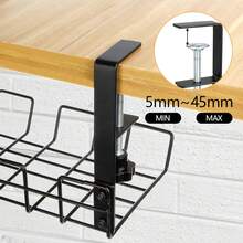 Under Desk Cable Tray Management No Drill Tidy Wire Cords Storage Rack Organizer - Black - View 6