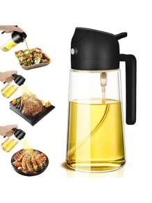 1pc Cooking Oil Sprayer, 2 In 1 Olive Oil Dispenser Bottle For Kitchen, 470/600ml 16/20oz Premium Glass Oil Bottle, Oil Mist Sprayer For Air Fryer, Salad, Frying, Grilling