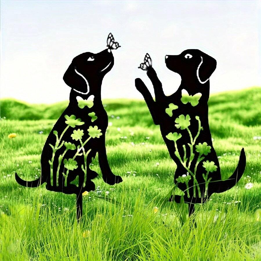 2 قطعة من اكليل أكريليك مقطع الظل للكلب ديكور حديقة ، لوازم خارجية