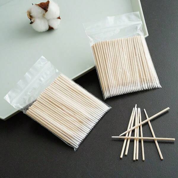 2pcs/Set Nail Care Kit: Sharp-Tipped Ultrathin Cotton Buds For Nail Art, Makeup, Eyebrow & Eyeliner, Multi-Functional Single-Head Disposable Small Cotton Swabs, Plus Shaping Clip Tool For Nail Gel Overflow Prevention, Suitable For Nail Gel Treatment