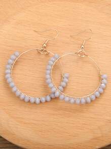 1 par de pendientes de gota con envoltorio de alambre de cobre y cristal para mujer