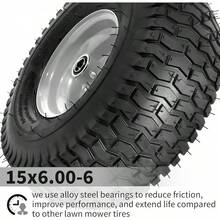 15x6.00-6nhs Lawn Mower Tires, Riding Lawn Mower And Tractor Front Tires, 15x6x6 Tire And Wheel For Residential And Commercial, 3" Offset Hub, 3/4" Bearing, 2Pack Yellow, Load 570Lbs - 灰色的 - 查看 4