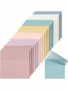 2pcs Random Color 100pcs/Pack Transparent Colored Sticky Notes, Muted Colors, Square Shape, Office & School Supplies,School Supplies,Back To School - Multicolor - View 4
