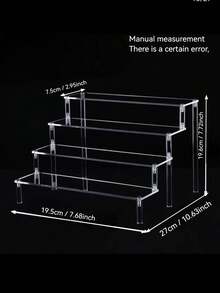 1 pieza Estantería de exhibición trapezoidal de acrílico DIY, para vacaciones en la playa, colección de baño, colección de dormitorio, gran capacidad, bolsa de maquillaje, artículos de viaje esenciales - transparente - Ver 12