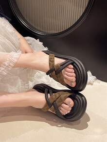 2025 Summer New Women Casual Flat Slippers Thick Bottom Retro Sandals Ladies Anti-Slip Beach Shoes Fashion Strap Versatile Female Sandals - Leopard - View 3