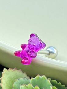 1 Stück Zunge Piercing Schmuck aus medizinischem hypoallergenen Titan-Stahl mit süßem Harz Rose, Pilz, Blumen und Schmetterling Design