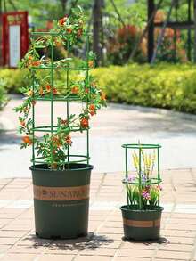 8set Plant Support Stake, Plant Support Ring With Twist Strap, Stackable Splicable Flower Bracket Support, For Indoor Outdoor Plants Flower, Climbing Plants - Multicolor - View 4