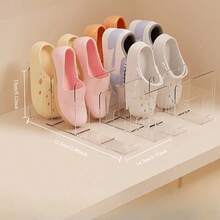 3pcs 4-Grid Transparent Shoe Rack, Acrylic Shoe Storage Rack, Suitable For Various Room Types