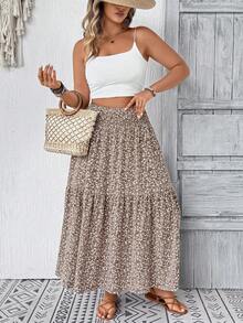 Plus Size Skirts For Women Clothes Fall Vacation Outfits Maxi Skirt - Khaki - View 6