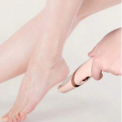 USB充电式电动磨脚器，两档速度调节，配备替换滚轮和LED灯，专业去茧器，足部护理工具，可去除脚后跟干裂、老茧和死皮，男女皆宜。