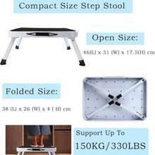Vandise Heavy Duty Steel Step Stool Ladder - Foldable Compact Portable Platform Ladder With Non-Slip Pads For Adults & Kids - Multi-Functional Small Stool For Kitchen Bathroom Camping Office (Can Sit On) | Adjustable Steel Step Stool | Folding Metal Ladder With Anti-Slip Surface | Compact Multi-Purpose Stool For Home Use - White - View 2