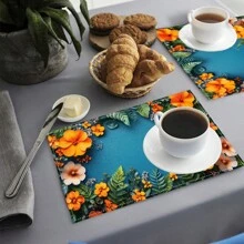 1/4/6/8/12 piezas Manteles individuales con estampado lavable, manteles protectores adecuados para comedor interior y exterior, ideales para fiestas, fiestas y decoración de mesa de cocina