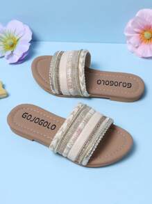 1 Pair Kids' Open Toe Sandals, Casual Minimalist Fashion, Boys & Girls Flat Beach Slippers Suitable For Indoor/Outdoor, Daily Wear & Travel