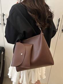 Bolso tipo tote de piel de poliuretano con diseño minimalista y elegante, con un toque de diseño exclusivo y de alta gama