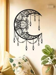 1pc Minimalist Mandala Moon Wall Sculpture - Metal Wall Art Replica, Suitable For Home Decor, Fashionable Boho Style Wall Hanging, Suitable For Celebrations, Weddings And Creative Gifts Room Decor Bedroom Decor Wall Decor,Christmas Gifts