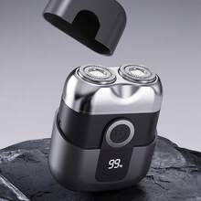 男士便携式旅行电动剃须刀，可充电无线旋转剃须刀，适用于面部和身体脱毛，LED显示屏，迷你双头电动剃须刀，父亲节礼物，最佳男士理容套装