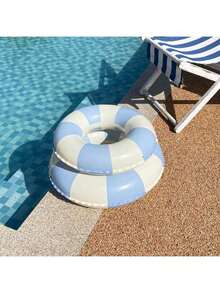 1pc Kids Thickened PVC Anti-Flip Life Buoy, Fashion Retro Stripe, Swimming Pool Inflatable Armpit Swim Ring For Beginner Boys Girls, Summer - Multicolor - View 8