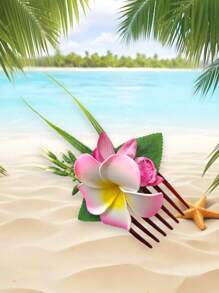 Clip de pelo de espuma floral artificial hawaiano, peine de pelo de orquídea bohemia apto para novia, boda, playa hawaiana, decoración de fiesta tropical. Peines para el cabello, lado del peine, artículos escolares, universidad