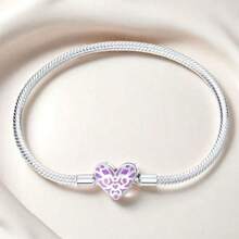 Brazalete retro luminoso de plata esterlina con forma de corazón, hecho a mano, kit de cuentas DIY, cuentas básicas de cadena, accesorios DIY de Halloween, cuentas de posicionamiento