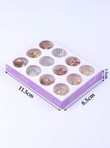 12色金属箔美甲装饰盒金银玫瑰金不对称薄片Y2K美甲设计DIY全息镜面沙龙美甲配件美甲用品 - 彩色 - 查看 9