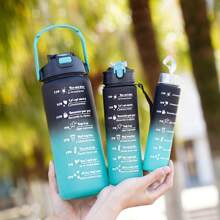 1pc 300/800/2000ml Large-Capacity Gradient Water Cup, Portable Outdoor Travel Sports Straw Cup,Water Bottles With Times To Drink And Straw, Motivational Water Bottle With Time Marker, Leakproof, Drinking Sports Water Bottle For Fitness, Gym And Outdoor,Back To School